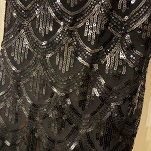 Art Deco Style Black Sequin Scallop Dress